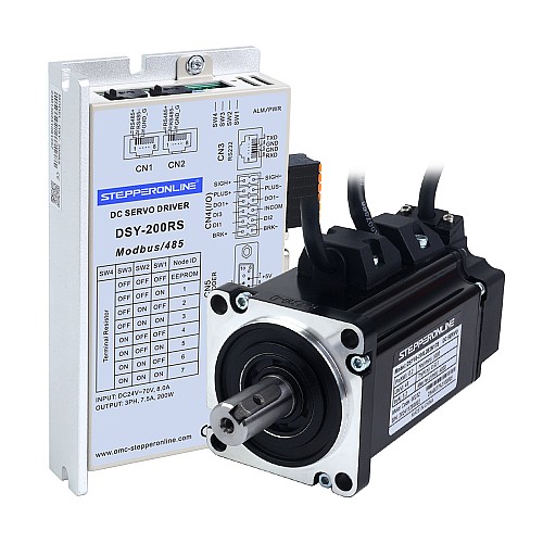 DSY Series 200W RS485 DC Servo Motor 24-70VDC 0.637Nm w/ Brake 3000rpm 17-Bit Incremental Encoder IP65 - DSY-RS200L2B2-M17S | StepperOnline CA