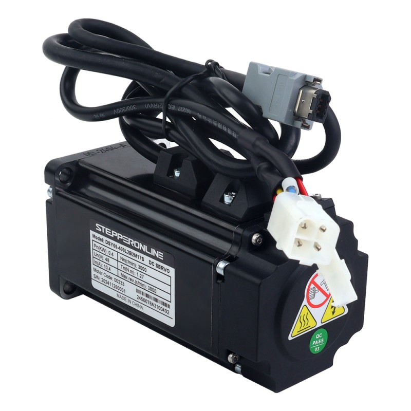 DSY Series 400W RS485 DC Servo Motor 24-70VDC 1.27Nm w/ Brake 3000rpm 17-Bit Incremental Encoder IP65 - DSY-RS400L2B2-M17S | StepperOnline CA