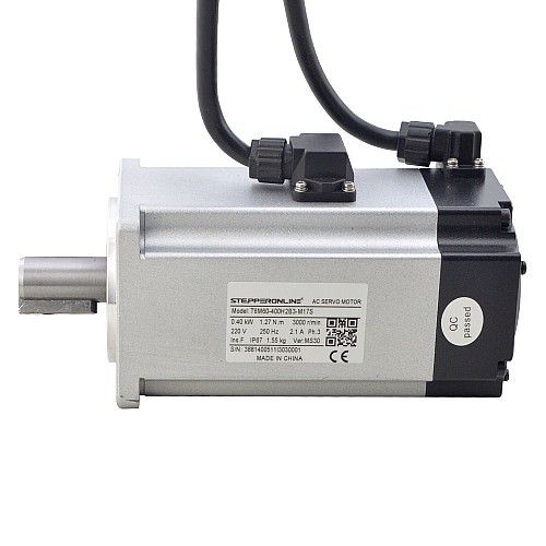T6 Series 400W AC Servo Motor Kit 3000rpm 1.27Nm w/ Brake 17-Bit Encoder IP65 - T6-RS400H2B3-M17S | StepperOnline CA