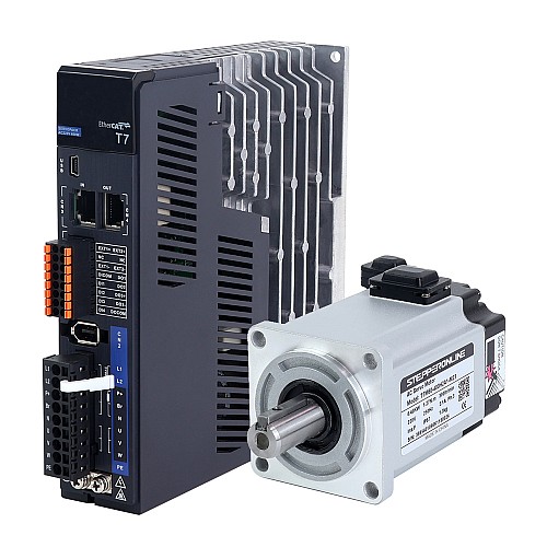 T7 Series EtherCAT 400W AC Servo Motor Kit 3000rpm 1.27Nm 23-Bit Encoder IP67 - T7-EC400H2A1-M23 | StepperOnline CA