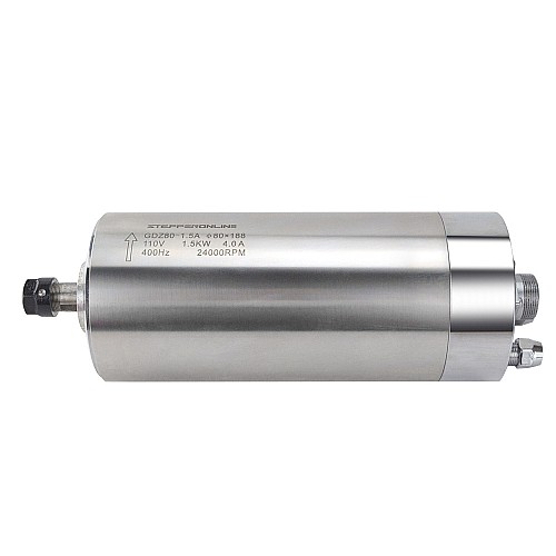 Spindle Motor Water Cooled 110V 1.5KW 24000RPM 400Hz ER11 Collet Wood Engraving Milling Machine STEPPERONLINE CNC VFD Motor 110V AC Spindle - GDZ80-1.5A4 | StepperOnline CA