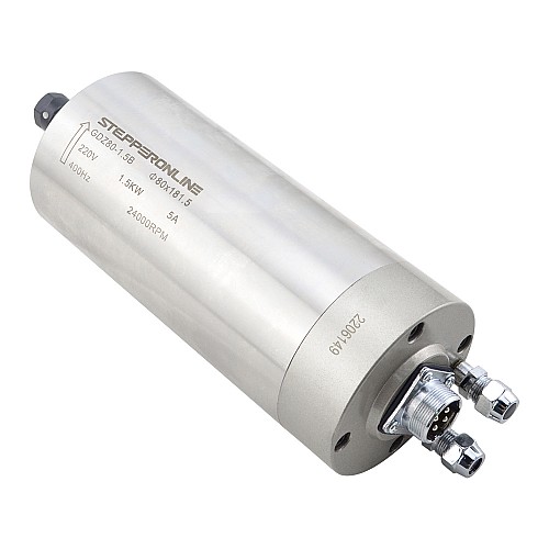 Spindle Motor Water Cooled 220V 1.5KW 24000RPM 400Hz ER11 Collet Wood Engraving Milling Machine STEPPERONLINE CNC VFD Motor 220V AC Spindle - GDZ80-1.5B | StepperOnline CA