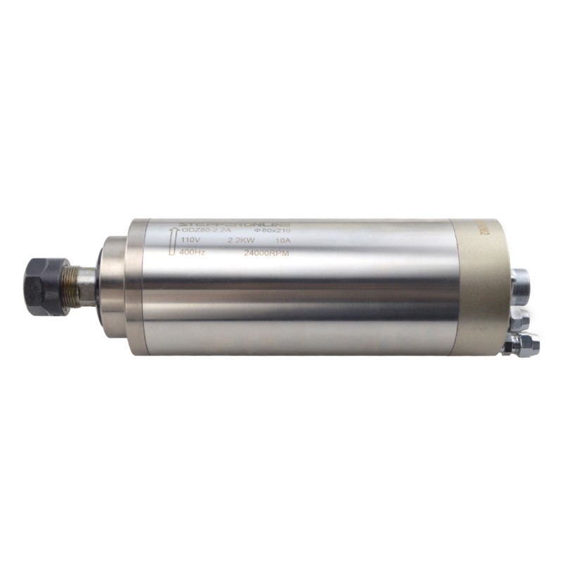 CNC Spindle Motor Water Cooled 110V 2.2KW 24000RPM 400Hz ER20 Collet - GDZ80-2.2A | StepperOnline CA