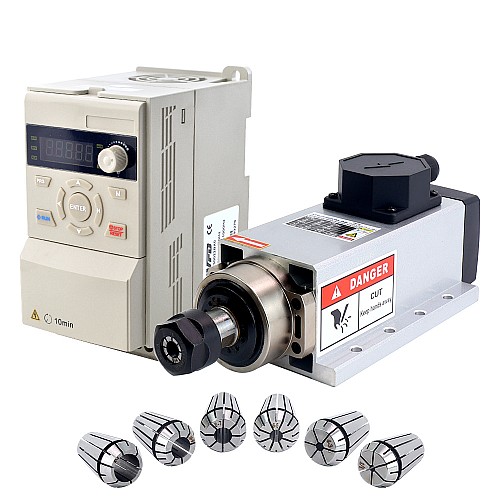 220V 2.2KW 80x73x193.5mm Air Cooled Spindle Motor and 3HP 2.2KW 12.5A Variable Frequency Drive Kit - VSK-ASL2.2B | StepperOnline CA