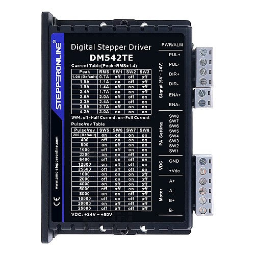 TE Series Digital Stepper Driver 1.0-4.2A 24-50VDC for Nema 17, 23 Motor - DM542TE | StepperOnline CA