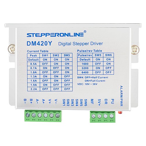 Y Series Digital Stepper Driver 0.3-2.2A DC18V-36V for Nema 11, 14, 17 Stepper Motor - DM420Y | StepperOnline CA Y Series Digital Stepper Driver 0.3-2.2A DC18V-36V for Nema 11, 14, 17 Stepper Motor - DM420Y | StepperOnline CA