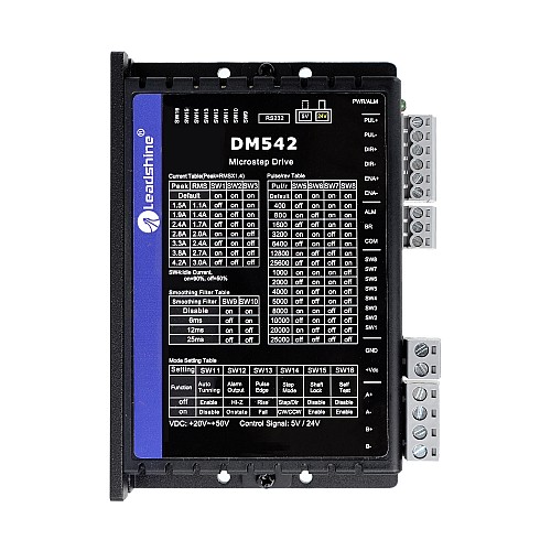 Leadshine Digital Stepper Driver 0.5-4.2A 20-50VDC for Nema 17, 23, 24 Stepper Motor - DM542 | StepperOnline CA