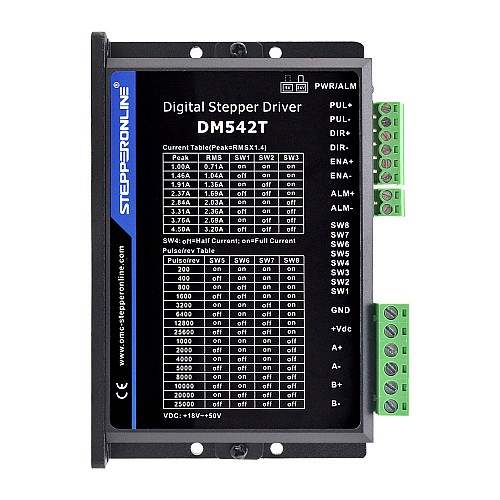 Digital Stepper Driver 1.0-4.5A 18-50VDC for Nema 17, 23, 24 Stepper Motor - DM542T | StepperOnline CA