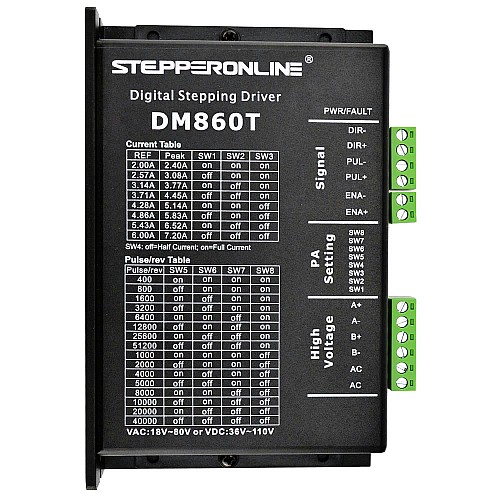 Digital Stepper Driver 2.4-7.2A 18-80VAC or 24-110VDC for Nema 34 Motor - DM860T | StepperOnline CA