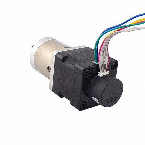 Nema 14 Closed-loop Geared Stepper L=34mm Gear Raio 19:1 Encoder 300CPR - 14HS13-0804D-PG19-E22-300 | StepperOnline CA
