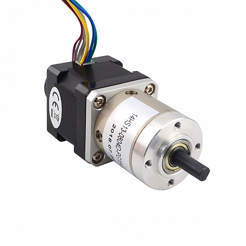 Nema 14 Closed-loop Geared Stepper L=34mm Gear Raio 19:1 Encoder 300CPR - 14HS13-0804D-PG19-E22-300 | StepperOnline CA