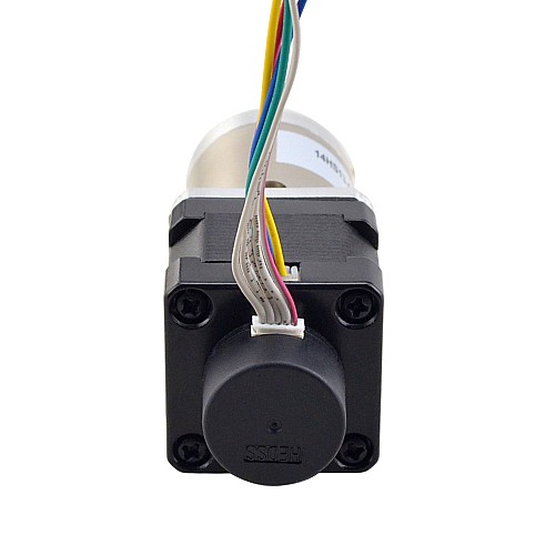 Nema 14 Closed-loop Geared Stepper L=34mm Gear Raio 51:1 Encoder 300PPR - 14HS13-0804D-PG51-E22-300 | StepperOnline CA