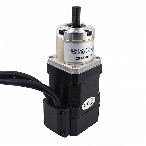 Nema 17 Closed-loop Geared Stepper L=48mm Gear Raio 14:1 Encoder 1000PPR(4000CPR) - 17HS19-1684D-PG14-E1000 | StepperOnline CA