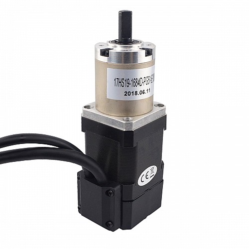 Nema 17 Closed-loop Geared Stepper L=48mm Gear Raio 51:1 Encoder 1000PPR(4000CPR) - 17HS19-1684D-PG51-E1000 | StepperOnline CA