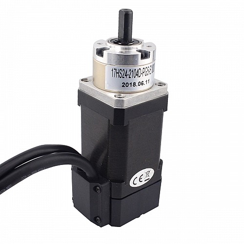 Nema 17 Closed-loop Geared Stepper L=60mm Gear Raio 5:1 Encoder 1000PPR(4000CPR) - 17HS24-2104D-PG5-E1000 | StepperOnline CA