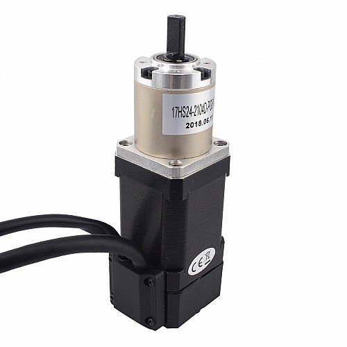 Nema 17 Closed-loop Geared Stepper L=60mm Gear Raio 51:1 Encoder 1000PPR(4000CPR) - 17HS24-2104D-PG51-E1000 | StepperOnline CA