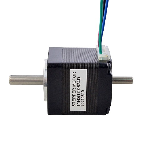 Dual Shaft Nema 11 Bipolar 1.8deg 7Ncm(9.91oz.in) 0.67A 28x28x31.5mm 4 Wires - 11HS12-0674D | StepperOnline CA Dual Shaft Nema 11 Bipolar 1.8deg 7Ncm(9.91oz.in) 0.67A 28x28x31.5mm 4 Wires - 11HS12-0674D | StepperOnline CA