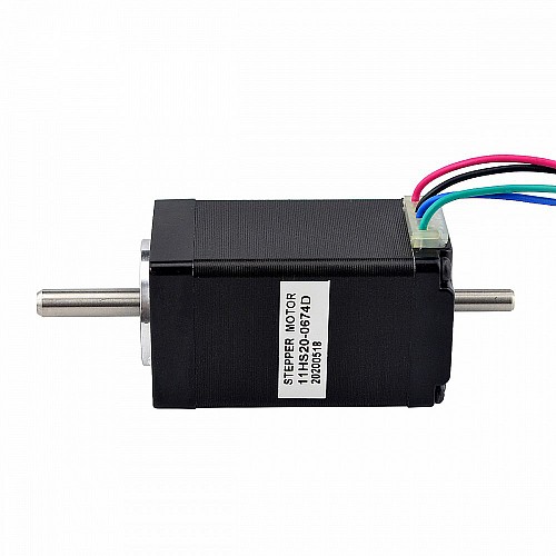 Dual Shaft Nema 11 Bipolar 1.8deg 12Ncm(16.99oz.in) 0.67A 28x28x51mm 4 Wires - 11HS20-0674D | StepperOnline CA Dual Shaft Nema 11 Bipolar 1.8deg 12Ncm(16.99oz.in) 0.67A 28x28x51mm 4 Wires - 11HS20-0674D | StepperOnline CA