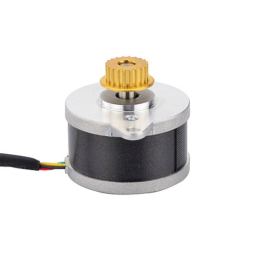 Round Nema 14 0.9deg 9.5Ncm(13.5oz.in) 0.43A Φ36x21.5mm w/ pulley - 14HR09-0434S-C1 | StepperOnline CA Round Nema 14 0.9deg 9.5Ncm(13.5oz.in) 0.43A Φ36x21.5mm w/ pulley - 14HR09-0434S-C1 | StepperOnline CA