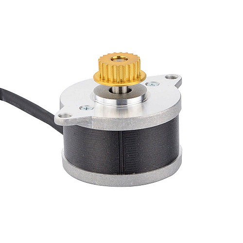 Round Nema 14 0.9deg 9.5Ncm(13.5oz.in) 0.43A Φ36x21.5mm w/ pulley - 14HR09-0434S-C1 | StepperOnline CA Round Nema 14 0.9deg 9.5Ncm(13.5oz.in) 0.43A Φ36x21.5mm w/ pulley - 14HR09-0434S-C1 | StepperOnline CA
