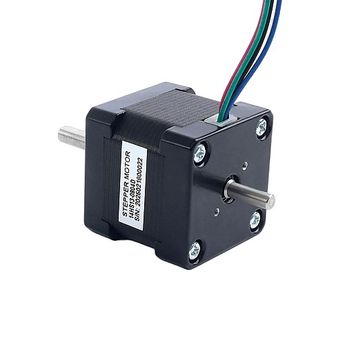 Dual Shaft Nema 14 1.8deg 18Ncm(25.5oz.in) 0.8A  35.2x35.2x34mm 4 Wires - 14HS13-0804D | StepperOnline CA