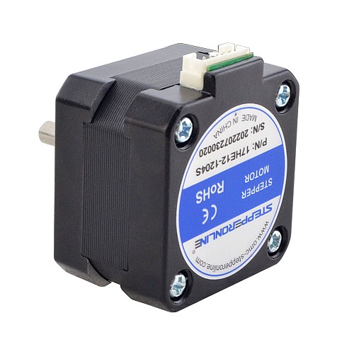 E Series Nema 17 Bipolar 26Ncm(36.82oz.in) 1.2A 42X42x30mm 4 Wires w/ 1m Cable & Connector - 17HE12-1204S | StepperOnline CA