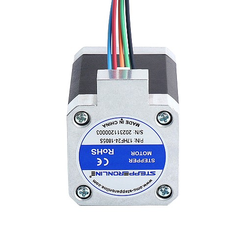 Nema 17 5-Phase Stepper Motor 0.5Nm(70.81oz.in) 1.8A  42x42x60mm 5 Wires - 17HF24-1805S | StepperOnline CA