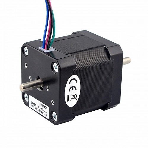 Dual Shaft Nema 17 Bipolar 0.9deg 44Ncm(62.3oz.in) 1.68A 42x42x48mm 4 Wires - 17HM19-1684D | StepperOnline CA Dual Shaft Nema 17 Bipolar 0.9deg 44Ncm(62.3oz.in) 1.68A 42x42x48mm 4 Wires - 17HM19-1684D | StepperOnline CA
