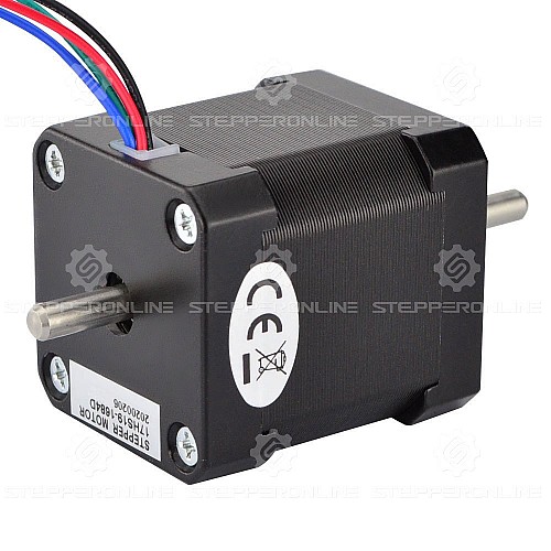 Dual Shaft Nema 17 Bipolar 1.8deg 44Ncm(62.3oz.in) 1.68A 42x42x48mm 4 Wires - 17HS19-1684D | StepperOnline CA