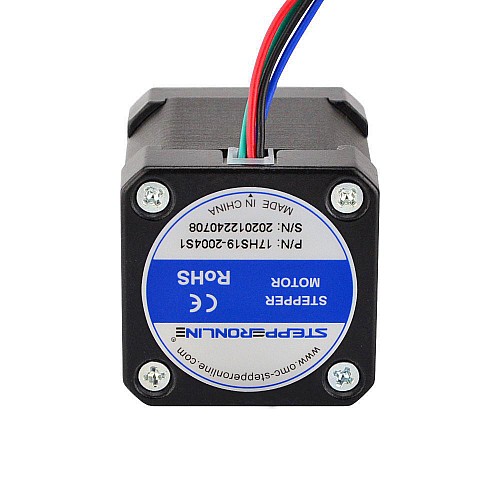 Nema 17 Bipolar 59Ncm(83.55oz.in) 2A 42x42x48mm 4 Wires w/ 1m Cable & Connector - 17HS19-2004S1 | StepperOnline CA Nema 17 Bipolar 59Ncm(83.55oz.in) 2A 42x42x48mm 4 Wires w/ 1m Cable & Connector - 17HS19-2004S1 | StepperOnline CA