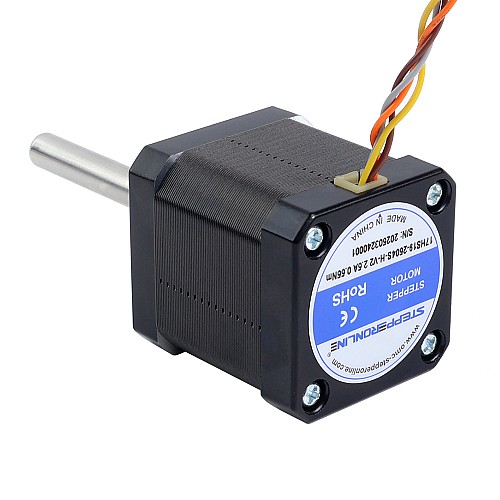 Nema 17 High Temp Stepper Motor 55Ncm(77.93oz.in) 55mm Φ8mm Round Shaft Insulation Class H 180C - 17HS19-2504S-H-V2 | StepperOnline CA