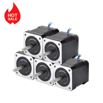 5pcs Nema 17 Bipolar 59Ncm(83.55oz.in) 2A 42x42x48mm 4 Wires w/ 1m Cable & Connector