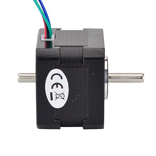 Dual Shaft Nema 17 Bipolar 1.8deg 22Ncm(31.15oz.in) 1.33A 42x42x34mm 4 Wires - 17HS13-1334D | StepperOnline CA