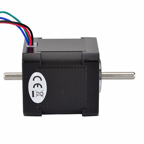 Dual Shaft Nema 17 Bipolar 1.8deg 44Ncm(62.3oz.in) 1.68A 42x42x48mm 4 Wires - 17HS19-1684D | StepperOnline CA