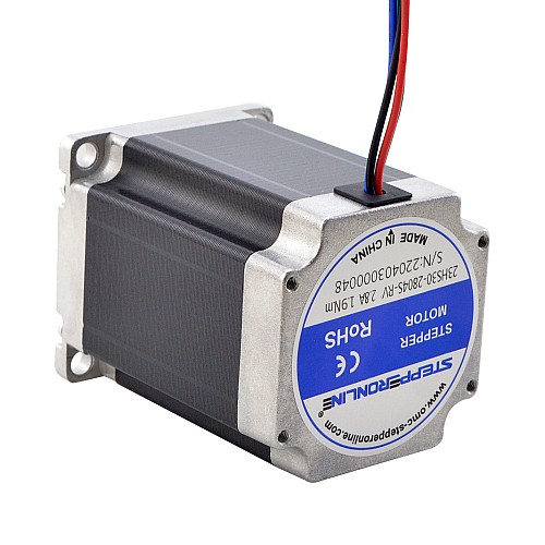 Nema 23 Stepper Motor 1.9Nm(269oz.in) with 9mm Shaft for NmRV30 Worm Gear Speed Reducer - 23HS30-2804S-RV | StepperOnline CA