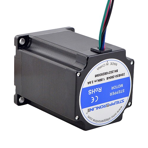 Short Shaft Nema 23 Bipolar 1.89Nm(267.65oz.in) 2.9A 57x57x76.5mm 4 Wires - 23HS30-2904S | StepperOnline CA Short Shaft Nema 23 Bipolar 1.89Nm(267.65oz.in) 2.9A 57x57x76.5mm 4 Wires - 23HS30-2904S | StepperOnline CA
