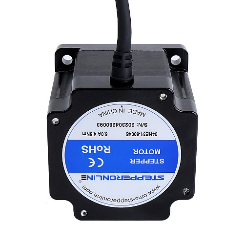 E Series Nema 34 Stepper Motor Bipolar 1.8deg 4.8Nm(679.74oz.in) 6.0A 86x86x80mm 4 Wires - 34HE31-6004S | StepperOnline CA