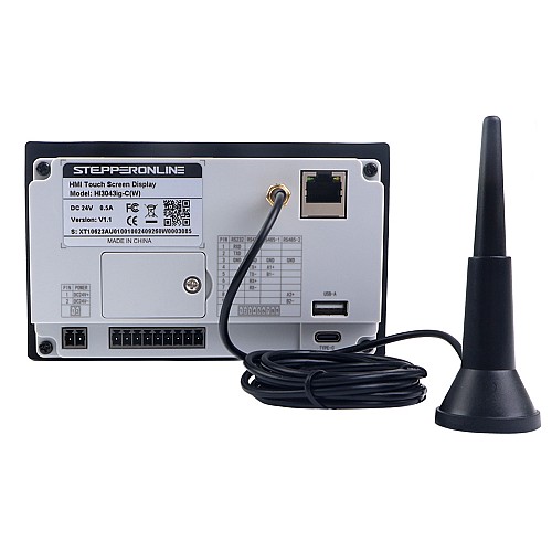 4.3 480x272px RS-485 Serial Port & USB 128MB/FLASH 128MB/Memory HMI Touch Screen LED Display with WiFi Module - HI3043ig-C(W) | StepperOnline CA
