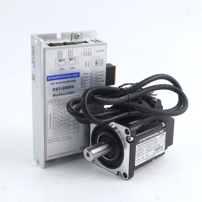 DSY Series 200W RS485 DC Servo Motor 24-70VDC 0.637Nm 3000rpm 17-Bit Incremental Encoder IP65 - DSY-RS200L2A2-M17S | StepperOnline CA