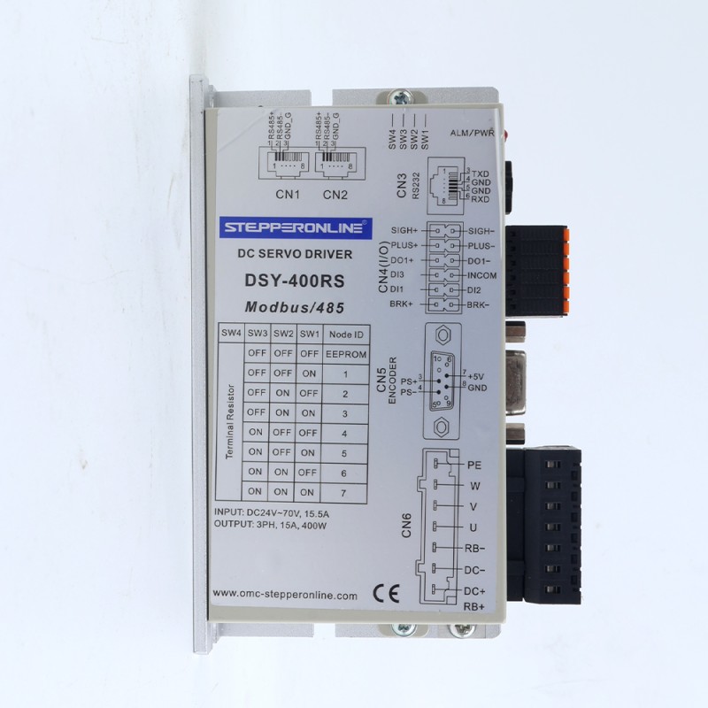 DSY Series 400W RS485 DC Servo Motor 24-70VDC 1.27Nm w/ Brake 3000rpm 17-Bit Incremental Encoder IP65 - DSY-RS400L2B2-M17S | StepperOnline CA