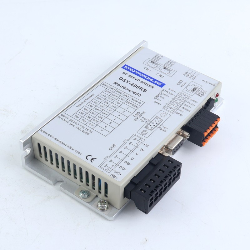 DSY Series 400W RS485 DC Servo Motor 24-70VDC 1.27Nm w/ Brake 3000rpm 17-Bit Incremental Encoder IP65 - DSY-RS400L2B2-M17S | StepperOnline CA