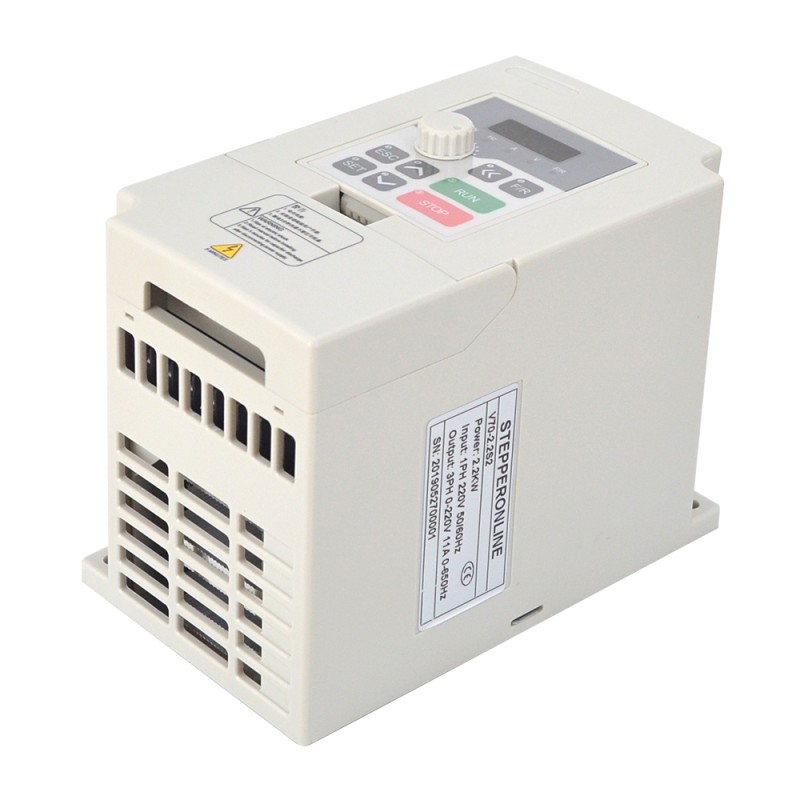 STEPPERONLINE CNC VFD 2.2KW 3HP 20A 110V Variable Frequency Drive Motor Inverter for Spindle Motor Speed Control - V70-2.2S1 | StepperOnline CA
